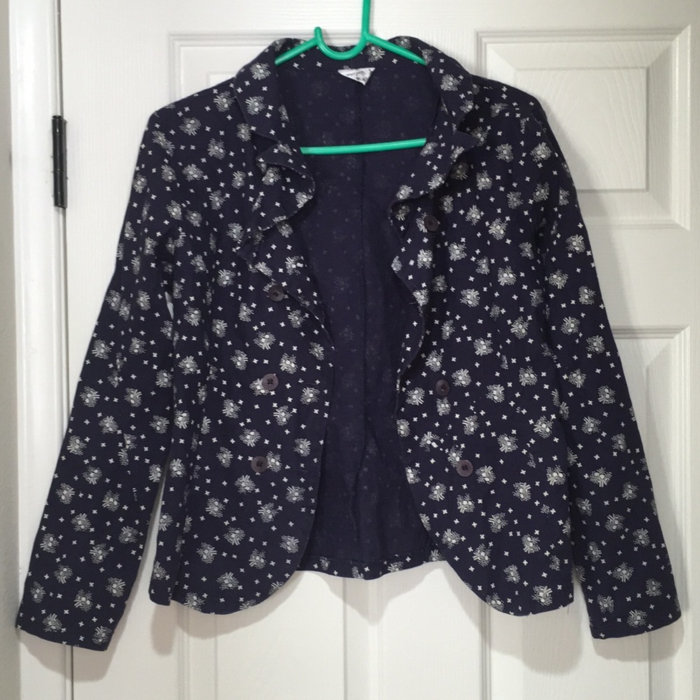 🐬Hemp Hand Printed Blue Blouse